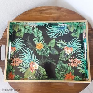 🌴Tropical Palm Print & Plumeria Serving Tray